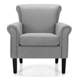 Costway Set Of 2 Upholstered Fabric Accent Chairs W/ Rubber Wood Legs Dark GrayLight Gray -HOMCOM Shop GUEST 3988bdf8 d8db 4981 a1df 939a8a0d7bd0