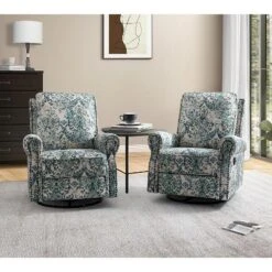 Set Of 2 Pablo Traditional-normal Manual Swivel Glider Recliner With Nailhead Trims For Living Room | KARAT HOME -HOMCOM Shop GUEST 39c13841 5860 4c6c 8caf e26707268df2