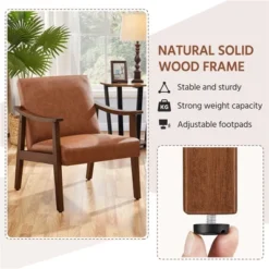 Yaheetech Modern Faux Leather Upholstered Armchair Accent Chair With Solid Wood Legs -HOMCOM Shop GUEST 3a6248af 43d2 4759 b9cd 608d9ea49a02