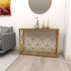Rectangular Traditional Modern Metal Console Table Gold - Olivia & May 30 Rectangular Traditional Modern Metal Console Table Gold - Olivia & May -HOMCOM Shop GUEST 3ab7bce2 2193 4246 b53d c737877d80db