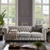 Chesterfield Linen Tufted Nailhead Upholstered Sofa With Wooden Legs - ModernLuxe -HOMCOM Shop GUEST 3afe5ada 58e0 4c69 ba3f 9f4140df4d64