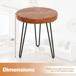 Costway Round End Table Accent Side Table Reclaimed Teak Wood Plant Stand Patio Rustic -HOMCOM Shop GUEST 3b8e626e cb8c 45a5 90ca 15537d92495c