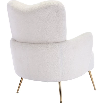 Modern Accent Chair With Golden Metal Legs, High Back Armchair In Teddy Short Plush Particle-ModernLuxe 11 Modern Accent Chair With Golden Metal Legs, High Back Armchair In Teddy Short Plush Particle-ModernLuxe - Image 9