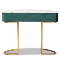 1 Drawer Beale Velvet Upholstered And Brushed Console Table Green/Gold - Baxton Studio -HOMCOM Shop GUEST 3cc11785 f9c4 44d0 8f98 100c99fb5286