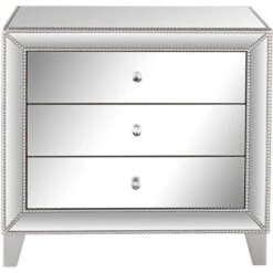 Studio 55D Modern Mirrored Accent Table 30" X 18" With Drawer Silver Beaded Trim For Living Room Bedroom Bedside Entryway House -HOMCOM Shop GUEST 3d91417b c82e 489a a015 16381c920a7d