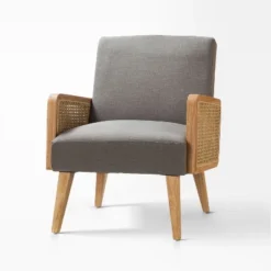 Chloé Cane Arm Chair With Wood Base Living Room Upholstered Accent Chair With Rattan Armrest | Karat Home -HOMCOM Shop GUEST 3dc47b15 ee89 40d9 8ac5 adff104c50c9