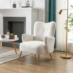 Modern Accent Chair With Golden Metal Legs, High Back Armchair In Teddy Short Plush Particle-ModernLuxe 23 Modern Accent Chair With Golden Metal Legs, High Back Armchair In Teddy Short Plush Particle-ModernLuxe -HOMCOM Shop GUEST 3dd43a7c acd2 4a7f b7d3 c199bafd7d60
