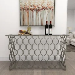 Contemporary Metal Pattern Console Table Silver - Olivia & May -HOMCOM Shop GUEST 3dff6e89 31cc 43c6 8e36 d88fc5e5b5c7