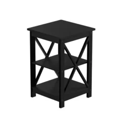 Hastings Home End Table With Two Shelves, X-Leg Design, And Wooden Stand, Black -HOMCOM Shop GUEST 3e92c912 9cc7 40f7 a8ef f1199408aa8a