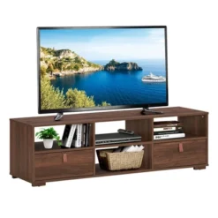 Costway TV Stand Entertainment Media Center Console For TV's Up To 60'' W/Drawers WalnutBlack -HOMCOM Shop GUEST 3eb25448 1924 45fe b938 c99fc89d0458