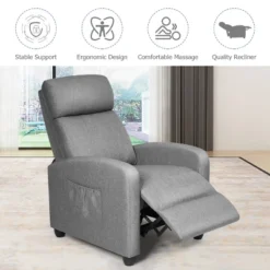 Recliner Massage Chair, Ergonomic Adjustable Single Sofa With Padded Seat Grey -HOMCOM Shop GUEST 4058ef4b 0dc5 4203 9019 1a76b932cf0a