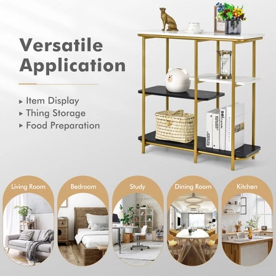Costway 4 Tier Console Table Accent Buffet Storage Shelf Modern Steel Frame For Entrance 8 Costway 4 Tier Console Table Accent Buffet Storage Shelf Modern Steel Frame For Entrance - Image 6