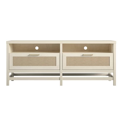Latta TV Stand For TVs Up To 60" With Faux Rattan Ivory Oak - Room & Joy 6 Latta TV Stand For TVs Up To 60" With Faux Rattan Ivory Oak - Room & Joy - Image 4