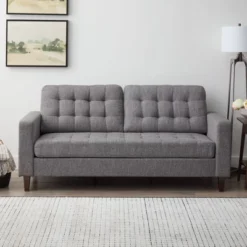 76” Brynn Upholstered Square Arm Sofa With Buttonless Tufting - Brookside Home -HOMCOM Shop GUEST 41a4bce2 0be3 40a1 8d94 636711dd10bd
