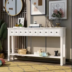 60"L Rustic Console Table With Two Different Size Drawers And Bottom Shelf-ModernLuxe -HOMCOM Shop GUEST 4260c963 f82e 4954 8a4b 86e877c944c3