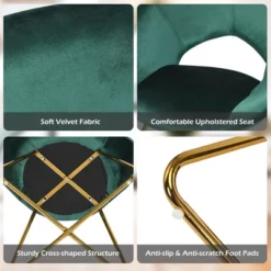 Costway Modern Velvet Accent Chair Upholstered Vanity Chair W/Golden Metal Leg PinkDark GreenGrey -HOMCOM Shop GUEST 42874128 c640 4e08 a6c5 029f01406fac