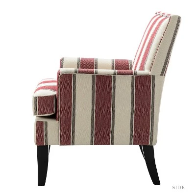Set Of 2 Sara Upholstered Accent Arm Chair With Nail Head Trim | Karat Home-Stripe Red 3 Set Of 2 Sara Upholstered Accent Arm Chair With Nail Head Trim | Karat Home-Stripe Red - Image 2