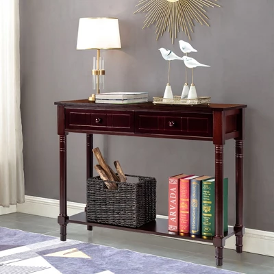 Costway Console Table Drawers Bottom Shelf Accent Sofa Entryway Hall Espresso 3 Costway Console Table Drawers Bottom Shelf Accent Sofa Entryway Hall Espresso