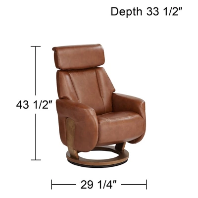 BenchMaster Brown Swivel Faux Leather Recliner Chair Modern Armchair Comfortable Manual Reclining Footrest Headrest For Bedroom 7 BenchMaster Brown Swivel Faux Leather Recliner Chair Modern Armchair Comfortable Manual Reclining Footrest Headrest For Bedroom - Image 5