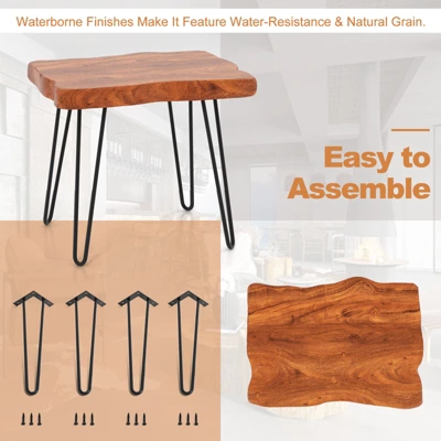 Costway Rectangular End Table Accent Side Reclaimed Teak Wood Plant Stand Patio Rustic 8 Costway Rectangular End Table Accent Side Reclaimed Teak Wood Plant Stand Patio Rustic - Image 6