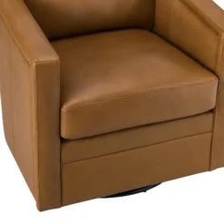 Eulalia 28.74''Wooden Upholstery Wide Genuine Leather Swivel Chair With Swivel Metal Base And Squared Arms | ARTFUL LIVING DESIGN 16 Eulalia 28.74''Wooden Upholstery Wide Genuine Leather Swivel Chair With Swivel Metal Base And Squared Arms | ARTFUL LIVING DESIGN -HOMCOM Shop GUEST 4488b72e 4be2 4690 9019 78a0c1181092