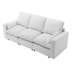 3 Seat Sofa With Removable Cushions And 2 Pillows, Teddy Fabric Upholstered Couch-ModernLuxe -HOMCOM Shop GUEST 4495d5b4 13a9 4d61 af92 9e843c2322b8