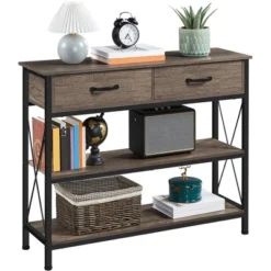 Yaheetech Minimalist 3 Tier Console Table With 2-Drawers & 2-Shelves