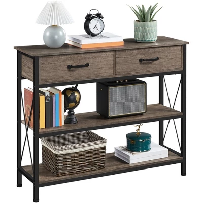 Yaheetech Minimalist 3 Tier Console Table With 2-Drawers & 2-Shelves 3 Yaheetech Minimalist 3 Tier Console Table With 2-Drawers & 2-Shelves