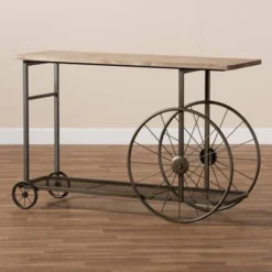 Terence Vintage Industrial Natural Wood And Metal Wheeled Console Table Black - Baxton Studio 13 Terence Vintage Industrial Natural Wood And Metal Wheeled Console Table Black - Baxton Studio -HOMCOM Shop GUEST 44c205ad 8722 4ff8 b25f 2503d30d3ef0