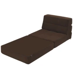 Costway Tri-Fold Fold Down Chair Flip Out Lounger Convertible Sleeper Bed Couch Dorm Brown -HOMCOM Shop GUEST 4710c711 2f7f 4405 8f24 1e99ebe60c58