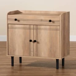 Patterson Wood 2 Door Kitchen Storage Cabinet Oak Brown - Baxton Studio -HOMCOM Shop GUEST 474bc75b 0560 49be 88d0 630e719426cb