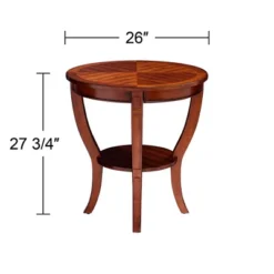 Elm Lane Farmhouse Rustic Cherry Wood Round Accent Side End Table 26" Wide Natural Curving Legs Living Room Home House Entryway -HOMCOM Shop GUEST 48417761 060f 4d33 96d8 39c9a2f3167a