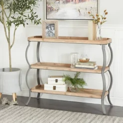 Rustic Metal Console Table With Shelves Brown - Olivia & May -HOMCOM Shop GUEST 48b05c95 67a8 4c09 850b 5da4af256146
