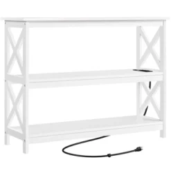Yaheetech 3-Tier Wooden Console Table With Power Outlet Entryway Table -HOMCOM Shop GUEST 48b0c4a9 3ae6 4a4a 9443 5c842a81e19f