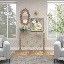 Contemporary Metal Console Table Gold - Olivia & May -HOMCOM Shop GUEST 490b9961 8f74 44b9 9158 fe98c5140dd3