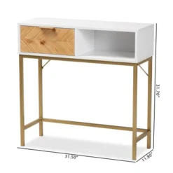 Giona Two-Tone Wood And Metal 1 Drawer Console Table White/Gold - Baxton Studio -HOMCOM Shop GUEST 4a0c4e75 c377 44b5 883f 32afeb2f6056