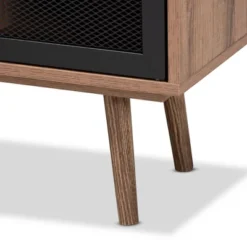Yuna Natural Wood And Metal 2 Door TV Stand For TVs Up To 40" Brown/Black - Baxton Studio -HOMCOM Shop GUEST 4a406c19 8553 4da4 a424 3e90e8a42fe0
