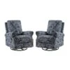 Set Of 2 Pablo Traditional-normal Manual Swivel Glider Recliner With Nailhead Trims For Living Room | KARAT HOME