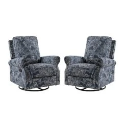 Set Of 2 Pablo Traditional-normal Manual Swivel Glider Recliner With Nailhead Trims For Living Room | KARAT HOME