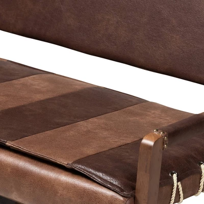 Rovelyn Faux Leather Finished Wood Sofa Brown - Baxton Studio 4 Rovelyn Faux Leather Finished Wood Sofa Brown - Baxton Studio - Image 2