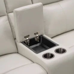 Karina Leather Power Reclining Console Loveseat With Power Headrests Ivory - Abbyson Living -HOMCOM Shop GUEST 4d3ac617 b463 40d7 86c8 3bdca42551c7