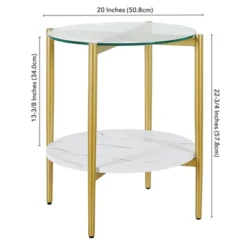 Gold Finish Side Table With Faux Marble Shelf - Henn&Hart -HOMCOM Shop GUEST 4d526c45 d85d 43ba bc43 fbd1453e9631