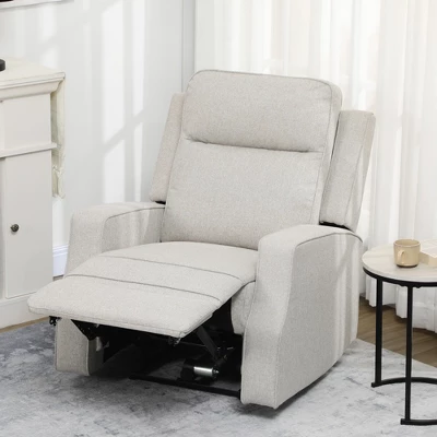 HOMCOM Electric Power Recliner Armchair With USB Charging Station, Sofa Recliner With Linen Upholstered Seat And Retractable Footrest, Cream White 3 HOMCOM Electric Power Recliner Armchair With USB Charging Station, Sofa Recliner With Linen Upholstered Seat And Retractable Footrest, Cream White