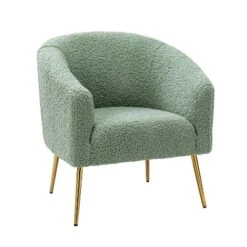 Vicenza Wooden Upholstered Accent Chair Contemporary Living Room Chair Polyester Barrel Chair With Metal Legs For Bedroom | Karat Home -HOMCOM Shop GUEST 4e726462 9a12 4602 8592 eebb5c6c42d0