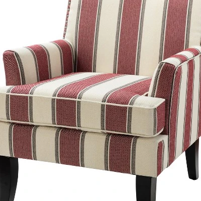 Set Of 2 Sara Upholstered Accent Arm Chair With Nail Head Trim | Karat Home-Stripe Red 5 Set Of 2 Sara Upholstered Accent Arm Chair With Nail Head Trim | Karat Home-Stripe Red - Image 4