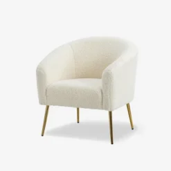 Vicenza Wooden Upholstered Accent Chair Contemporary Living Room Chair Polyester Barrel Chair With Metal Legs For Bedroom | Karat Home -HOMCOM Shop GUEST 4fc6df68 b307 4786 8429 c9a741bcd4cc