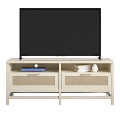 Latta TV Stand For TVs Up To 60" With Faux Rattan Ivory Oak - Room & Joy 5 Latta TV Stand For TVs Up To 60" With Faux Rattan Ivory Oak - Room & Joy - Image 3