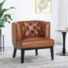 Clough Contemporary Faux Leather Tufted Accent Chair Cognac Brown/Dark Brown - Christopher Knight Home -HOMCOM Shop GUEST 508795b5 3a7d 4e38 ae82 130ccd4c6a21