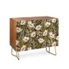 Avenie Floral Meadow Spring Green Walnut Credenza - Deny Designs