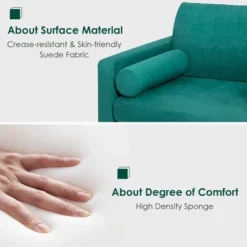 Costway Modern Loveseat 2-Seat Sofa Couch W/ 2 Bolsters Side Storage Pocket Teal -HOMCOM Shop GUEST 50fee9eb b810 4569 860b 8b234274ce99